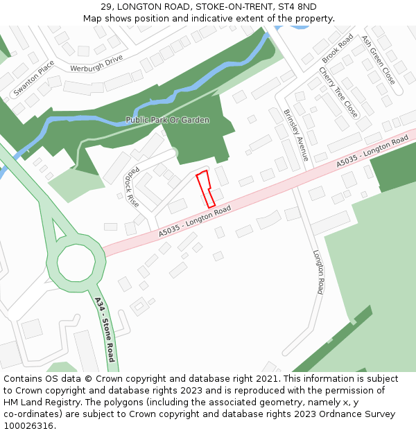 29, LONGTON ROAD, STOKE-ON-TRENT, ST4 8ND: Location map and indicative extent of plot