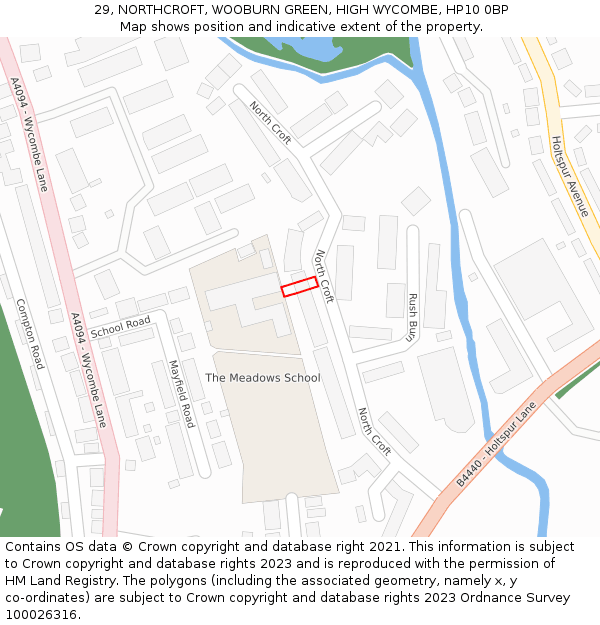 29, NORTHCROFT, WOOBURN GREEN, HIGH WYCOMBE, HP10 0BP: Location map and indicative extent of plot