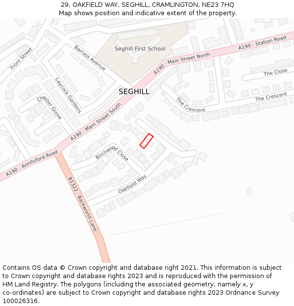 29, OAKFIELD WAY, SEGHILL, CRAMLINGTON, NE23 7HQ: Location map and indicative extent of plot