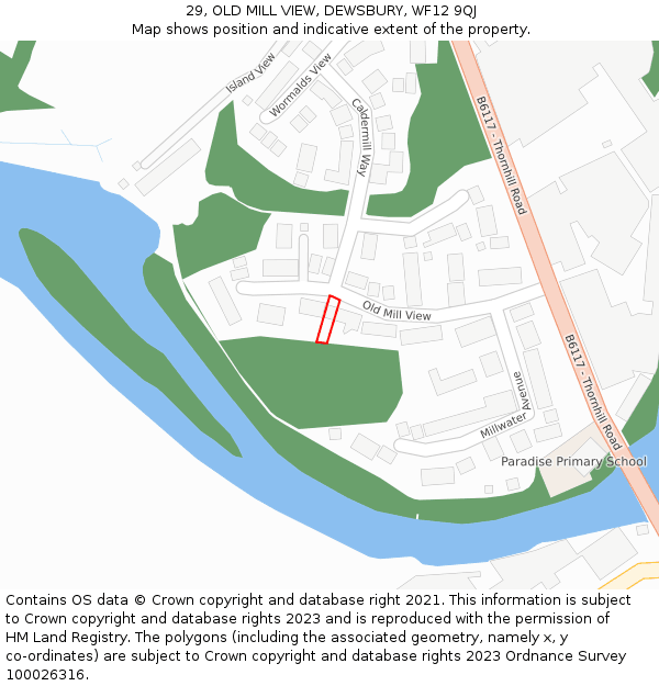 29, OLD MILL VIEW, DEWSBURY, WF12 9QJ: Location map and indicative extent of plot