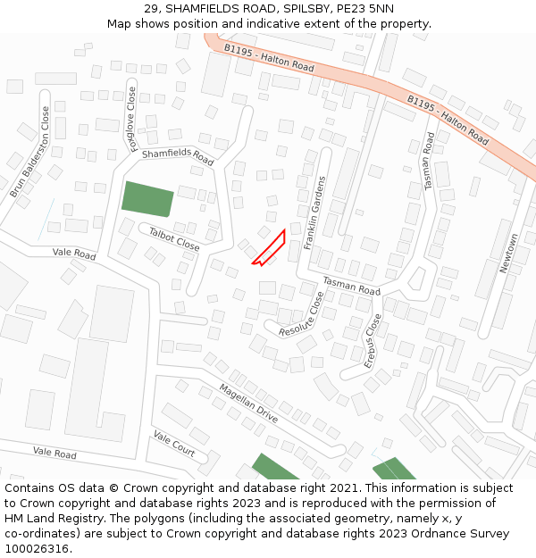 29, SHAMFIELDS ROAD, SPILSBY, PE23 5NN: Location map and indicative extent of plot