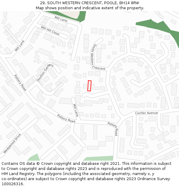 29, SOUTH WESTERN CRESCENT, POOLE, BH14 8RW: Location map and indicative extent of plot