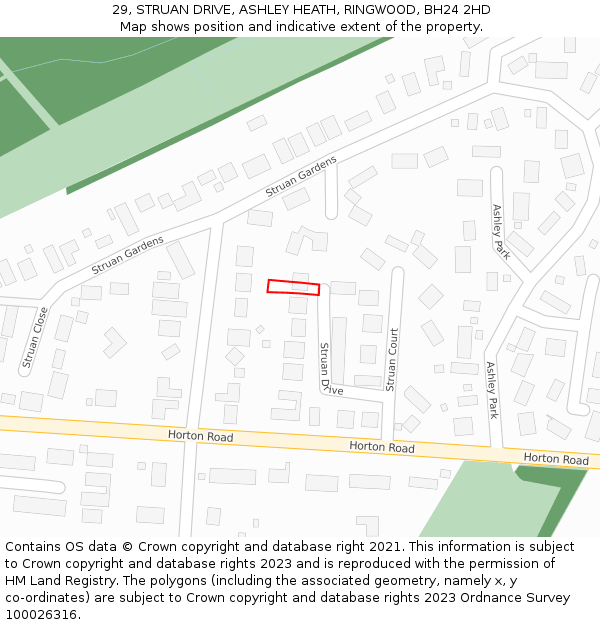 29, STRUAN DRIVE, ASHLEY HEATH, RINGWOOD, BH24 2HD: Location map and indicative extent of plot