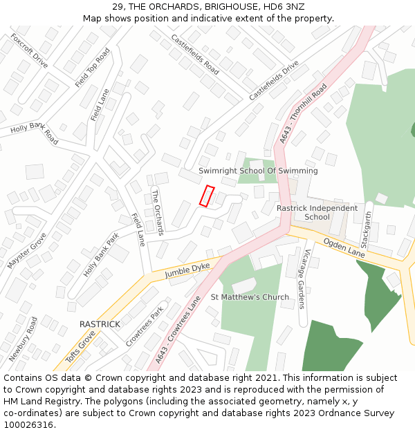 29, THE ORCHARDS, BRIGHOUSE, HD6 3NZ: Location map and indicative extent of plot