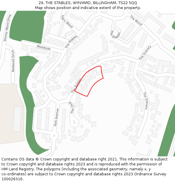 29, THE STABLES, WYNYARD, BILLINGHAM, TS22 5QQ: Location map and indicative extent of plot