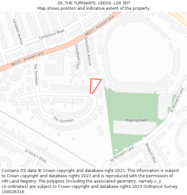 29, THE TURNWAYS, LEEDS, LS6 3DT: Location map and indicative extent of plot