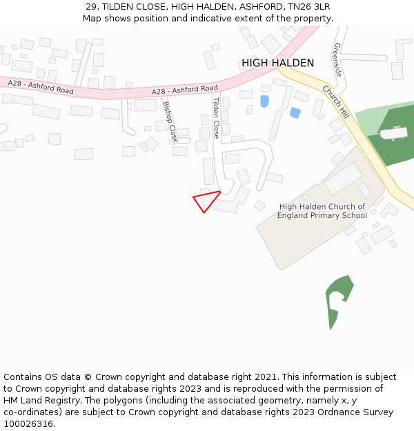 29, TILDEN CLOSE, HIGH HALDEN, ASHFORD, TN26 3LR: Location map and indicative extent of plot