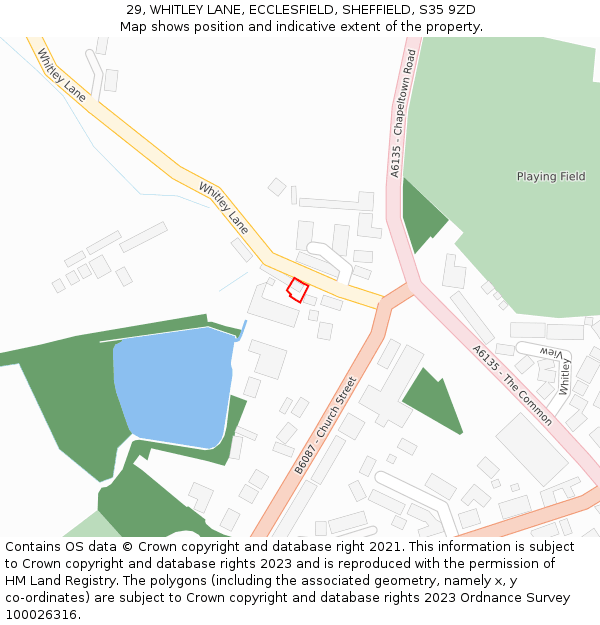 29, WHITLEY LANE, ECCLESFIELD, SHEFFIELD, S35 9ZD: Location map and indicative extent of plot