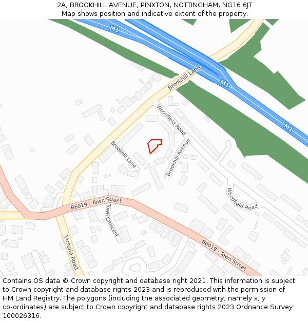 2A, BROOKHILL AVENUE, PINXTON, NOTTINGHAM, NG16 6JT: Location map and indicative extent of plot