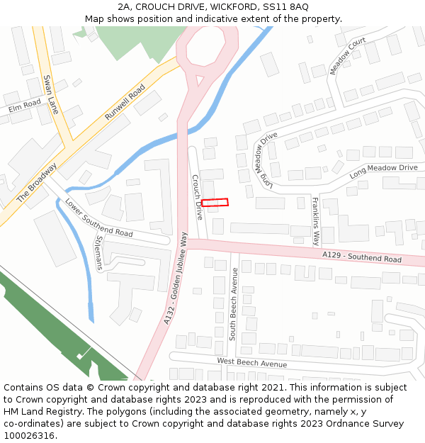 2A, CROUCH DRIVE, WICKFORD, SS11 8AQ: Location map and indicative extent of plot