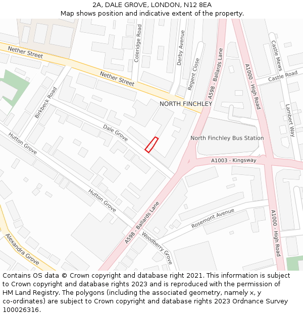 2A, DALE GROVE, LONDON, N12 8EA: Location map and indicative extent of plot