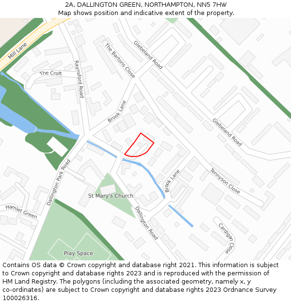 2A, DALLINGTON GREEN, NORTHAMPTON, NN5 7HW: Location map and indicative extent of plot