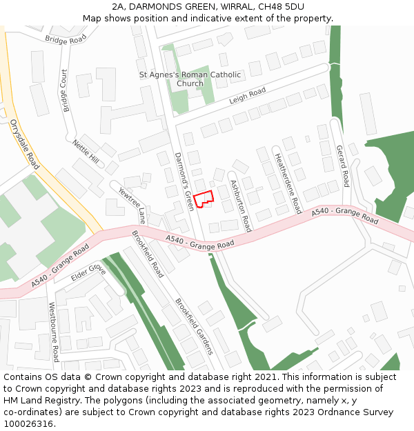 2A, DARMONDS GREEN, WIRRAL, CH48 5DU: Location map and indicative extent of plot