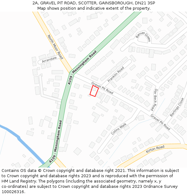 2A, GRAVEL PIT ROAD, SCOTTER, GAINSBOROUGH, DN21 3SP: Location map and indicative extent of plot