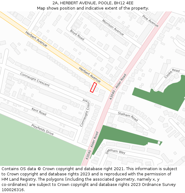 2A, HERBERT AVENUE, POOLE, BH12 4EE: Location map and indicative extent of plot