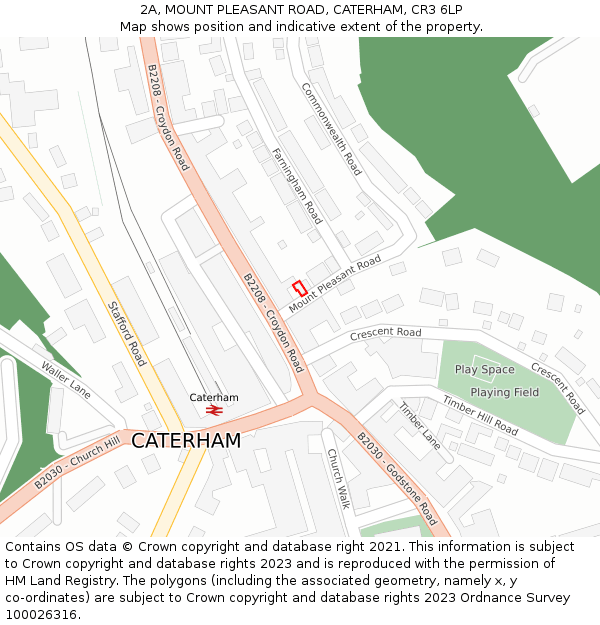 2A, MOUNT PLEASANT ROAD, CATERHAM, CR3 6LP: Location map and indicative extent of plot