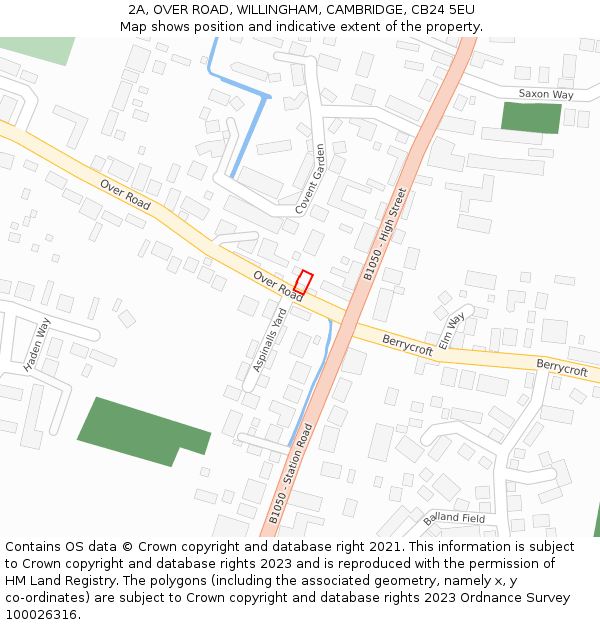 2A, OVER ROAD, WILLINGHAM, CAMBRIDGE, CB24 5EU: Location map and indicative extent of plot