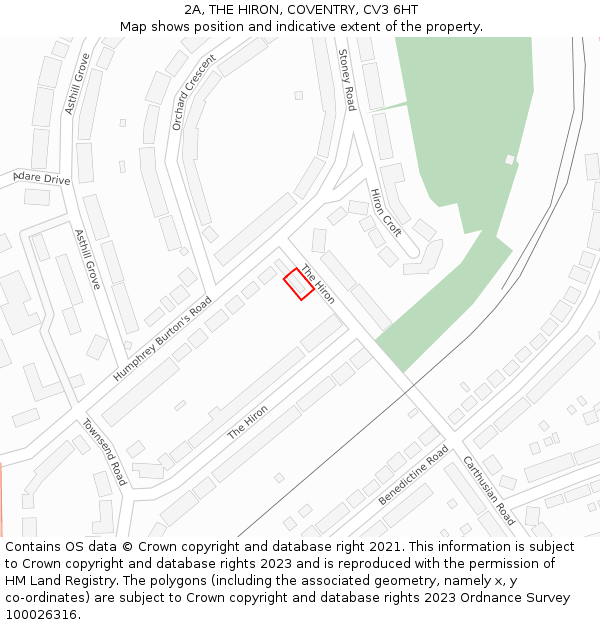 2A, THE HIRON, COVENTRY, CV3 6HT: Location map and indicative extent of plot