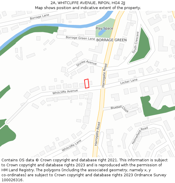 2A, WHITCLIFFE AVENUE, RIPON, HG4 2JJ: Location map and indicative extent of plot