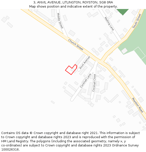 3, ANVIL AVENUE, LITLINGTON, ROYSTON, SG8 0RA: Location map and indicative extent of plot