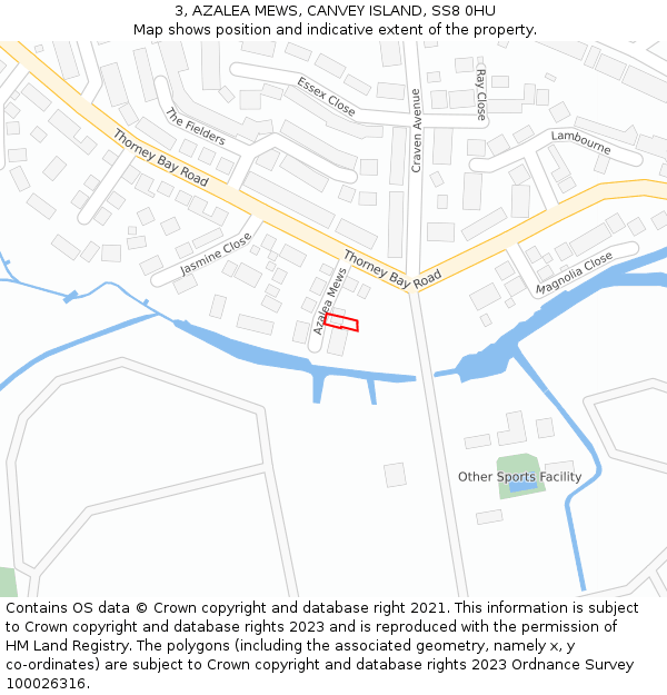 3, AZALEA MEWS, CANVEY ISLAND, SS8 0HU: Location map and indicative extent of plot