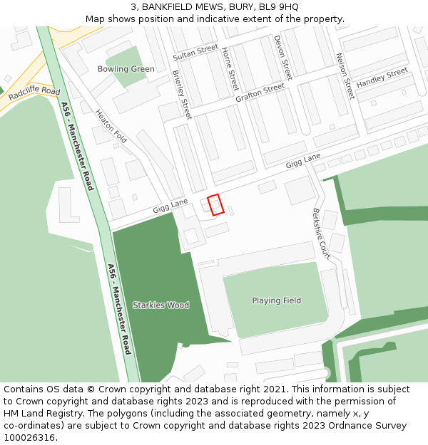 3, BANKFIELD MEWS, BURY, BL9 9HQ: Location map and indicative extent of plot