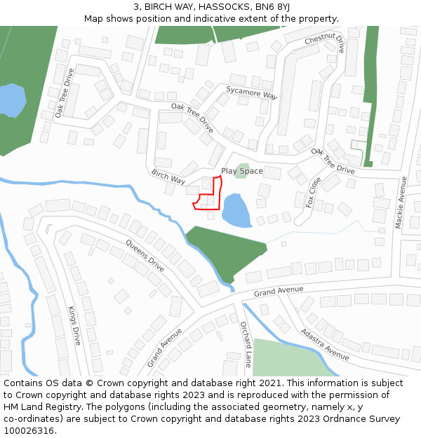 3, BIRCH WAY, HASSOCKS, BN6 8YJ: Location map and indicative extent of plot