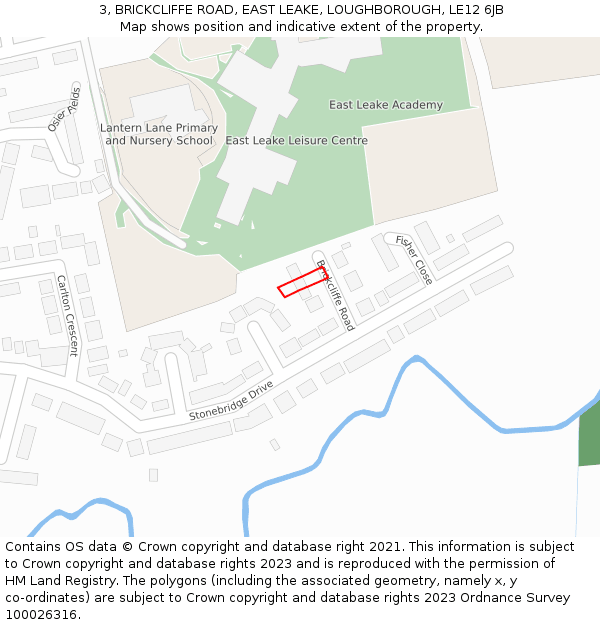 3, BRICKCLIFFE ROAD, EAST LEAKE, LOUGHBOROUGH, LE12 6JB: Location map and indicative extent of plot