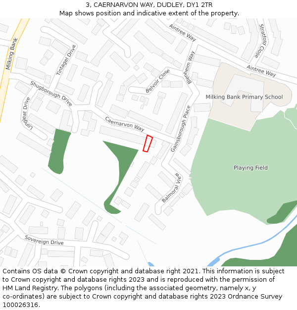 3, CAERNARVON WAY, DUDLEY, DY1 2TR: Location map and indicative extent of plot