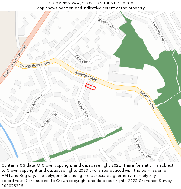 3, CAMPIAN WAY, STOKE-ON-TRENT, ST6 8FA: Location map and indicative extent of plot