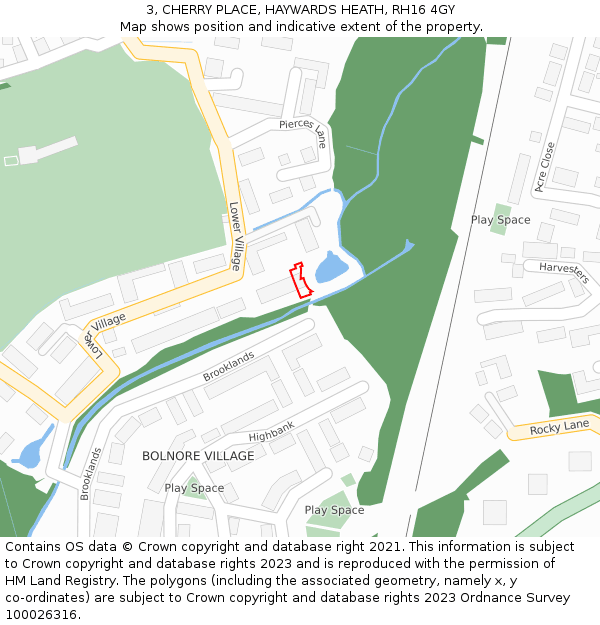 3, CHERRY PLACE, HAYWARDS HEATH, RH16 4GY: Location map and indicative extent of plot