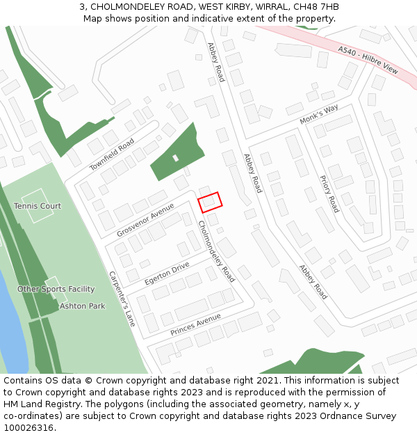 3, CHOLMONDELEY ROAD, WEST KIRBY, WIRRAL, CH48 7HB: Location map and indicative extent of plot