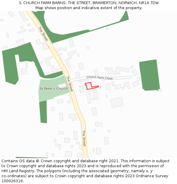 3, CHURCH FARM BARNS, THE STREET, BRAMERTON, NORWICH, NR14 7DW: Location map and indicative extent of plot