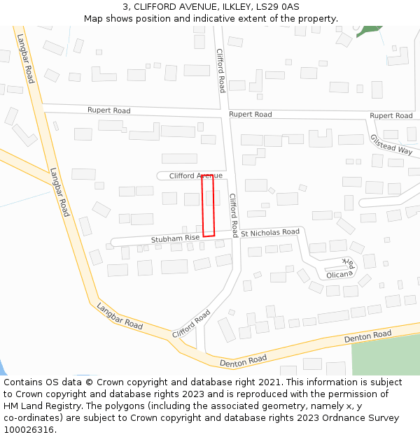 3, CLIFFORD AVENUE, ILKLEY, LS29 0AS: Location map and indicative extent of plot