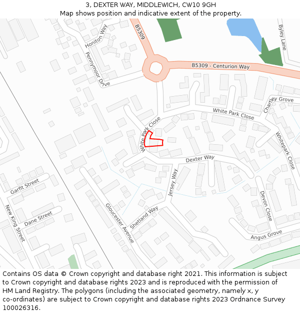 3, DEXTER WAY, MIDDLEWICH, CW10 9GH: Location map and indicative extent of plot