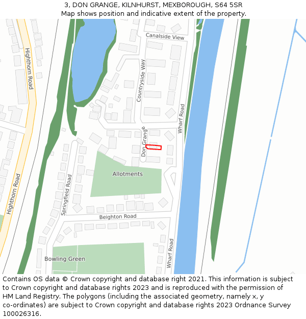 3, DON GRANGE, KILNHURST, MEXBOROUGH, S64 5SR: Location map and indicative extent of plot