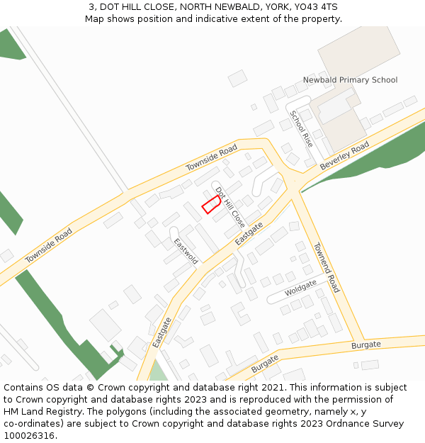 3, DOT HILL CLOSE, NORTH NEWBALD, YORK, YO43 4TS: Location map and indicative extent of plot