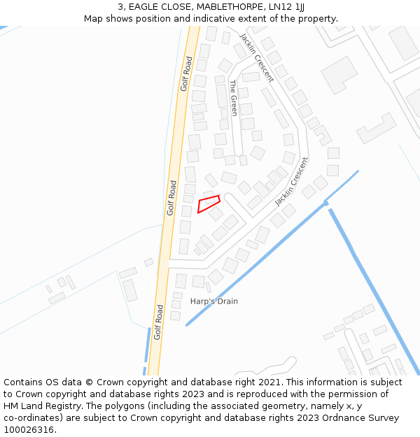 3, EAGLE CLOSE, MABLETHORPE, LN12 1JJ: Location map and indicative extent of plot