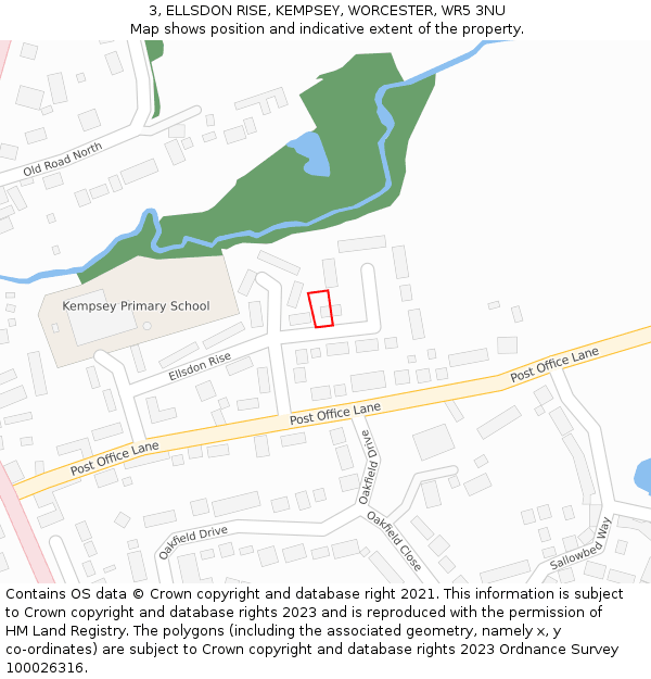 3, ELLSDON RISE, KEMPSEY, WORCESTER, WR5 3NU: Location map and indicative extent of plot