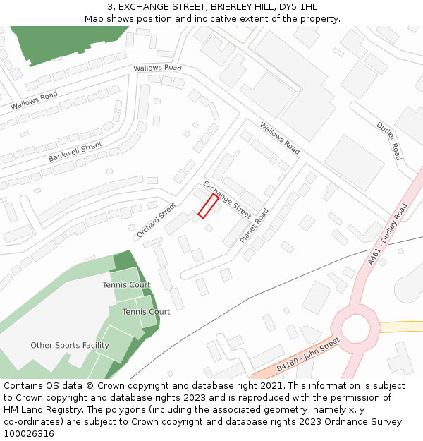 3, EXCHANGE STREET, BRIERLEY HILL, DY5 1HL: Location map and indicative extent of plot