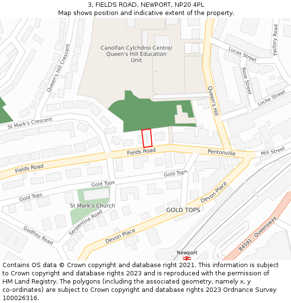 3, FIELDS ROAD, NEWPORT, NP20 4PL: Location map and indicative extent of plot