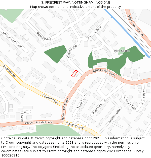 3, FIRECREST WAY, NOTTINGHAM, NG6 0NE: Location map and indicative extent of plot