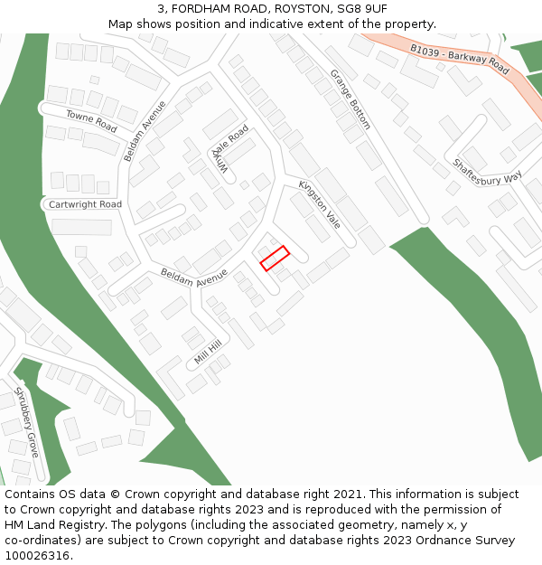 3, FORDHAM ROAD, ROYSTON, SG8 9UF: Location map and indicative extent of plot