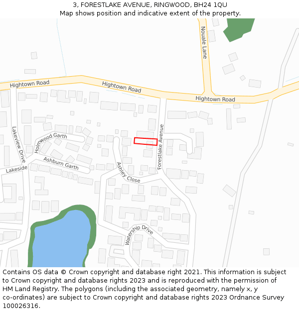 3, FORESTLAKE AVENUE, RINGWOOD, BH24 1QU: Location map and indicative extent of plot