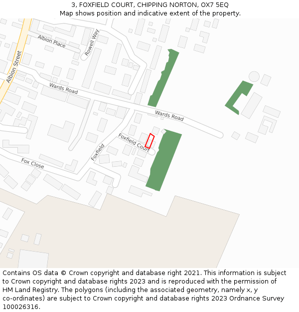 3, FOXFIELD COURT, CHIPPING NORTON, OX7 5EQ: Location map and indicative extent of plot