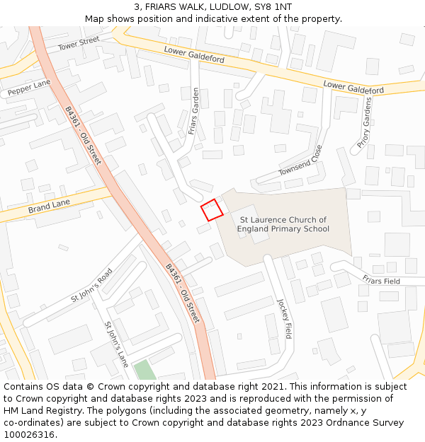 3, FRIARS WALK, LUDLOW, SY8 1NT: Location map and indicative extent of plot