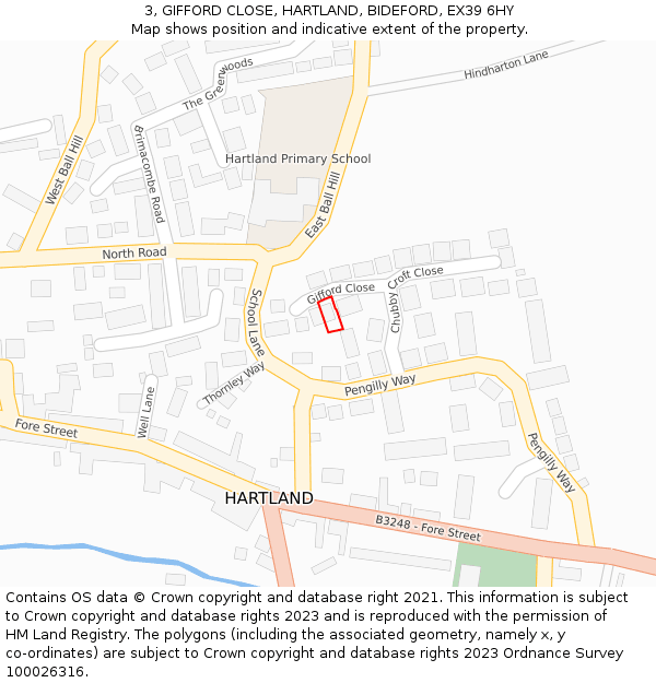 3, GIFFORD CLOSE, HARTLAND, BIDEFORD, EX39 6HY: Location map and indicative extent of plot
