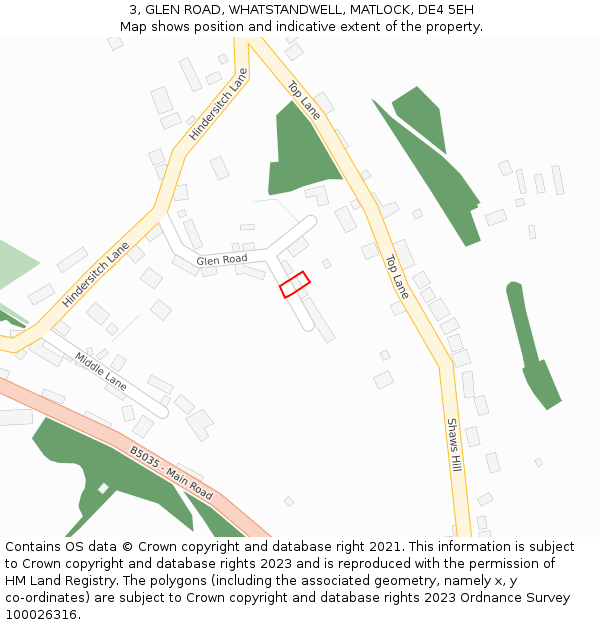 3, GLEN ROAD, WHATSTANDWELL, MATLOCK, DE4 5EH: Location map and indicative extent of plot