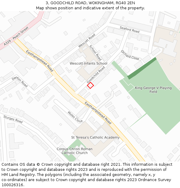 3, GOODCHILD ROAD, WOKINGHAM, RG40 2EN: Location map and indicative extent of plot