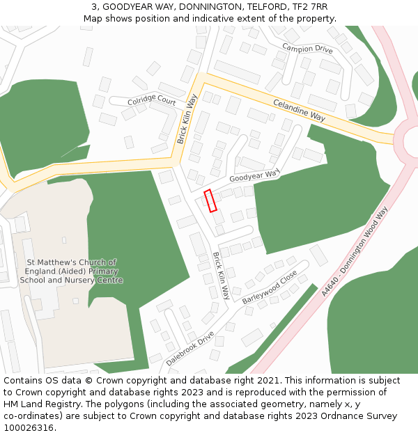 3, GOODYEAR WAY, DONNINGTON, TELFORD, TF2 7RR: Location map and indicative extent of plot